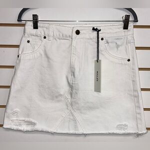 Rolla’s Claudia Skirt - White Denim - Distressed with Frayed Hem - NWT - Size 27